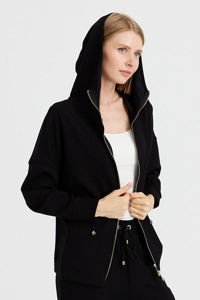 Desen Triko Women's Hooded Waist Drawstring Sweat Black