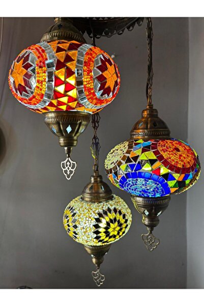 Karınca otantik el yapımı 3 lü mozaik avize ampul hediyeli