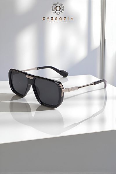 Eyesofia Esfa Sunglasses Unisex Uv400 Filtered Silver Black
