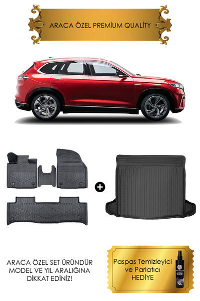 Sare Tuning Togg T10X 2023 Sonrası 3D Havuzlu Paspas ve Bagaj Havuzu Set