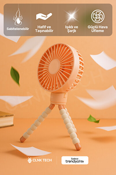 CLNK Ahtapot Ayaklı Her Ortama Uyumlu 3 Kademe Işık Turbo Üfleme Masa El Fan ...