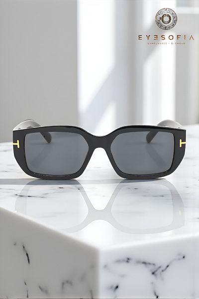 Eyesofia Caramello Vintage Black Unisex Sunglasses