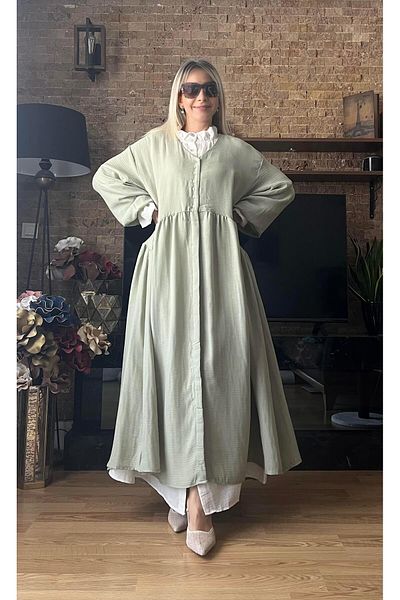 Cardella Γυναικείο φόρεμα μουσελίνας Oversize με λινό εσωτερικό με σχέδιο διπλής στρώσης