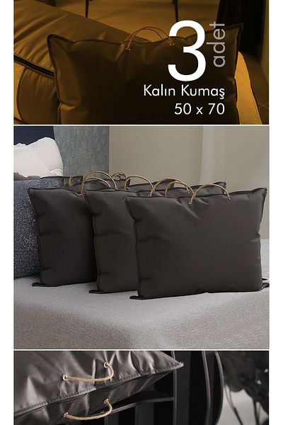 Vedsey Home Organizer Set of 3 70X50 cm - Anthracite Gray Scrap Pillow and Clothing Organizer
