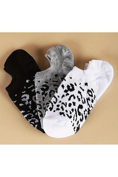 HANKARAYEL 6'Pair Дамски спортни обувки с леопардов принт Кецове Невидими чорапи