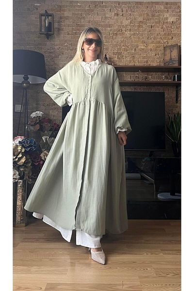 Cardella Γυναικείο φόρεμα μουσελίνας Oversize με λινό εσωτερικό με σχέδιο διπλής στρώσης