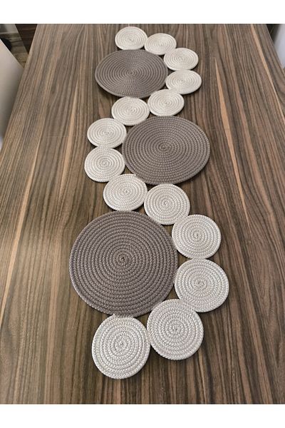 Naspar Light & Dark Mink Handmade Runner – 105×34 cm Table, Console and Coffee Table Cover