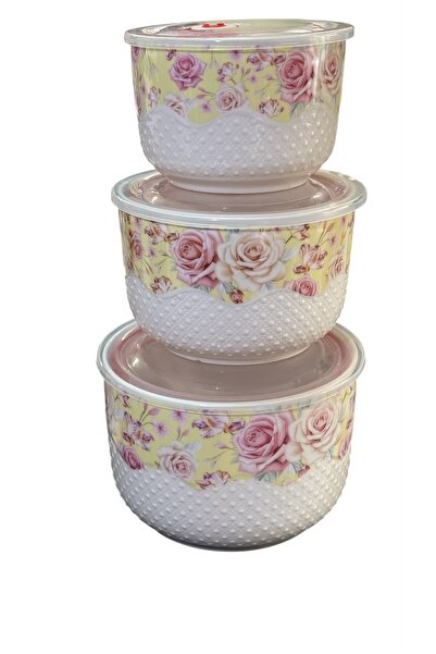 Sima 3 Parça Porselen Saklama Kabı