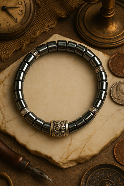 Puffy Natural Stone Look Men Bracelet