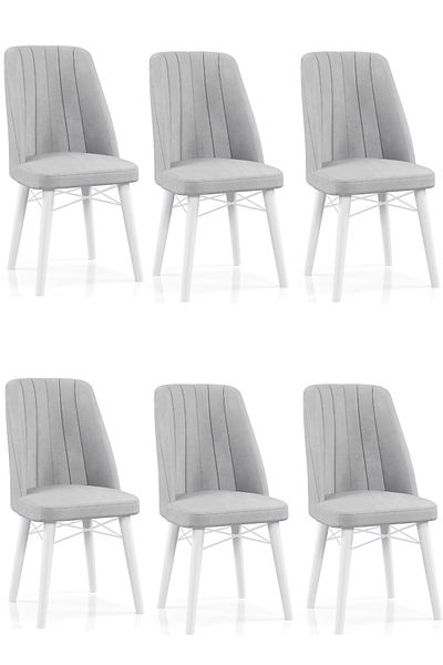 Desire Babyface Berlin Chair Set, 6 pcs Package, dining, kitchen, wooden legs White