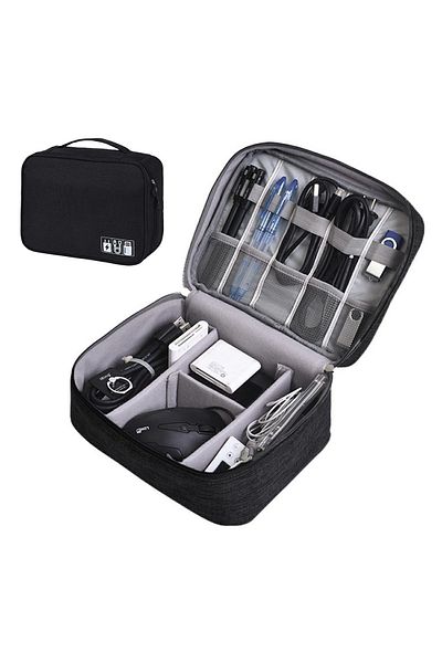 dalip Storage bag for cables and electronic accessories, 24.5x18.5x10cm, Black