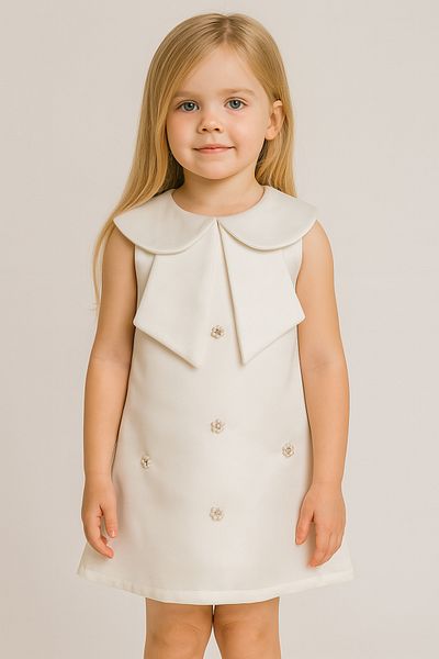 melek golden Pearl Embroidered Girl's Dress – for Special Occasions with Elegant Collar Design