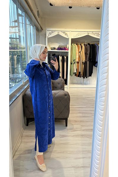Invee Invee 7018 Sax Hole Work Shirt Dress