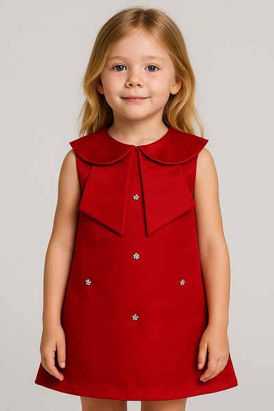 melek golden Pearl Embroidered Girl's Dress – for Special Occasions with Elegant Collar Design