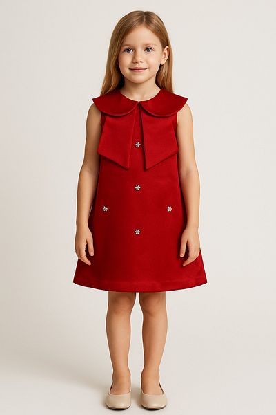 melek golden Pearl Embroidered Girl's Dress – for Special Occasions with Elegant Collar Design