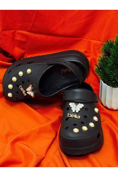 Akınal Bella E428Color Black Stone Stylish Design Cross Beach Pool Garden Sea Summer Soft Soled Gü