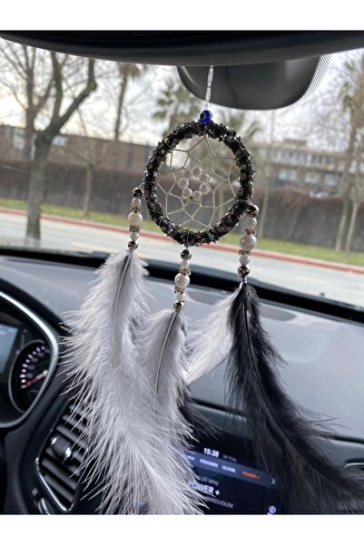 Araç Balkon Aksesuar El Yapımı Düş Kapanı Siyah Beyaz Rüya Kapanı Araba Dikiz...