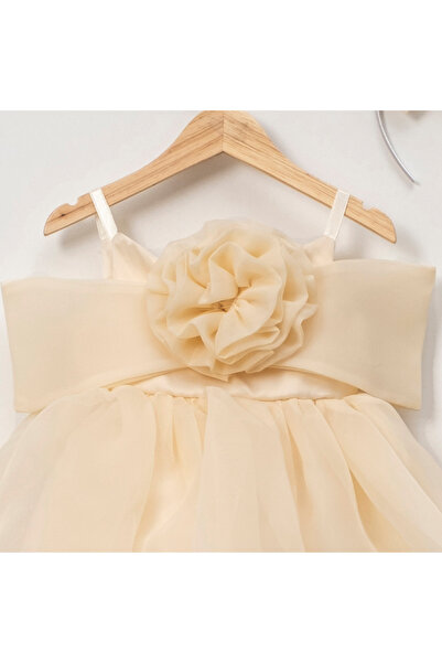 melek golden Φόρεμα Princess Girl Child |   1-9 Ηλικίες |   Με επιλογή χρώματος |   Λεπτομέρεια κορδέλας & τριαντάφυλλου |   καρολίνα - Σατέν