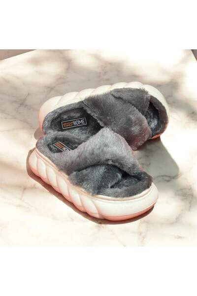 Akınal Bella AKINAL BELLA E186 RENK GRİ KIŞLIK KADIN PELUŞ EV TERLİĞİ