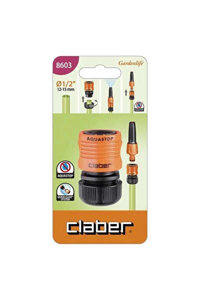 CLABER HORTUM MUSLUK BAĞLANTI ADAPTÖRÜ AQUA STOPLU 1/2'' CLABER 8603