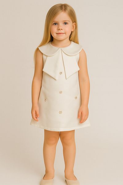 melek golden Pearl Embroidered Girl's Dress – for Special Occasions with Elegant Collar Design