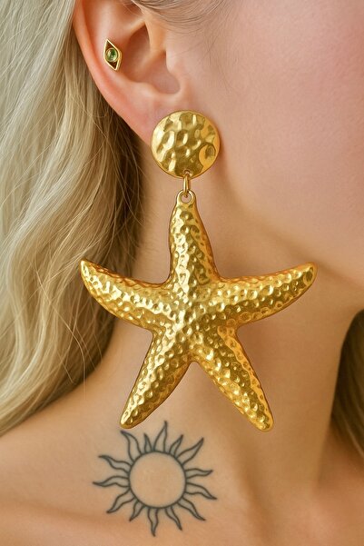sirius jewelry Altın Kaplama Deniz Yıldızı Küpe