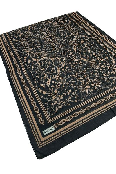Baştacı 2025 Summer Season 0349 Kilim Pattern Black Shawl