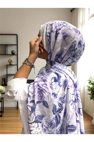 Baştacı Patterned Crash 0355 Lilac Shawl