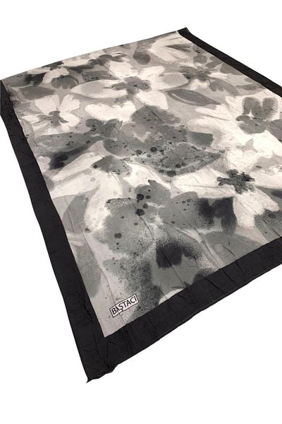 Baştacı Patterned Crash 0358 Black Shawl