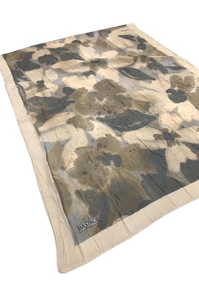 Baştacı Patterned Crash 0358 Cream Shawl