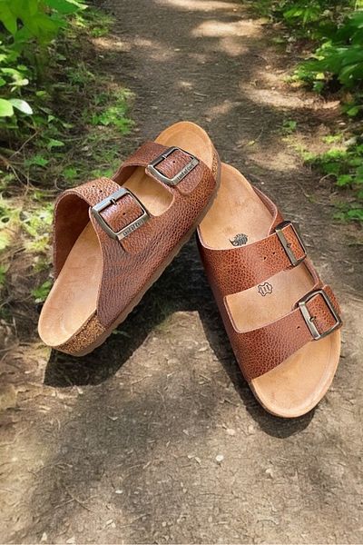 Land of Cork Anatomical Unisex Cork Sole Genuine Leather Slippers