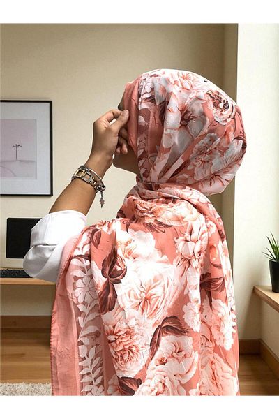 Baştacı Patterned Crash 0355 Peach Shawl