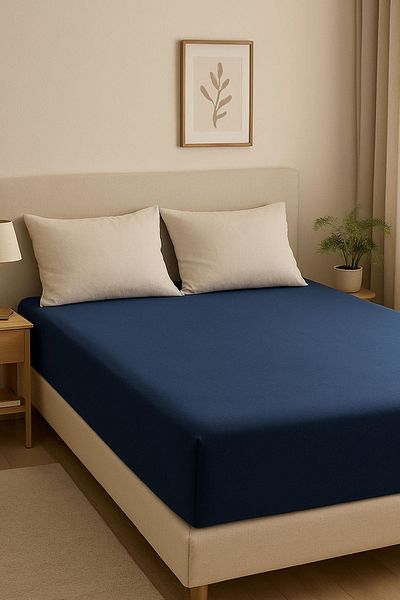 COTENCONCEPT 3 Pieces Plain Cotton Single 120 X 200 X 30 cm Elastic Combed Cotton Bedsheet