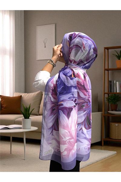 Baştacı 2025 Summer Season 0350 Flower Pattern Lilac Shawl