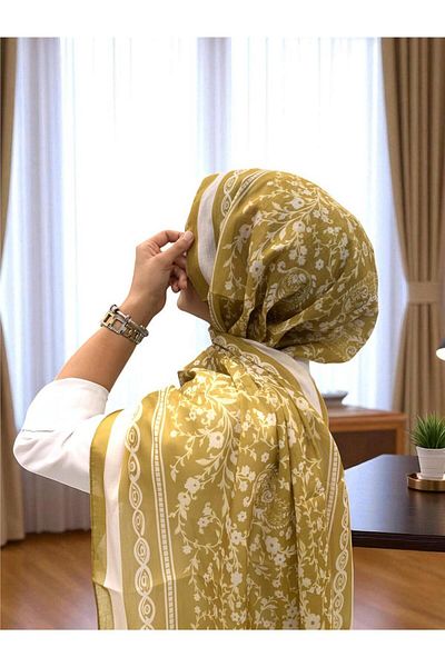 Baştacı 2025 Summer Season 0349 Kilim Pattern Fat Green Shawl