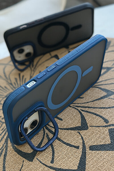 Go Aksesuar Iphone 11 Uyumlu Magsafe Özellikli Metal Kamera Çerçeveli Standlı Koruyucu Silikon Kılıf