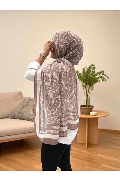 Baştacı 2025 Summer Season 0349 Kilim Pattern Mink Shawl