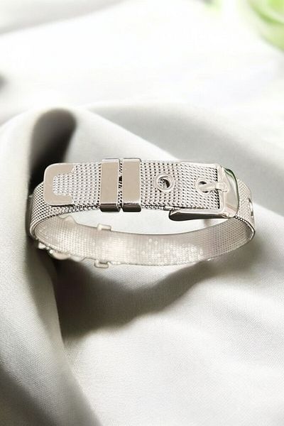 özgül takı ve tasarım Unisex Steel Mesh Heart Mom - Mother - Written Bracelet