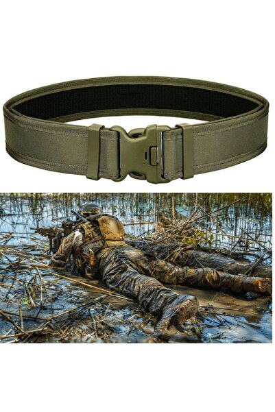 Hipolar Tactical Military Belt 130 Cm Adjustable Hunting With 3-point Buckle Olive