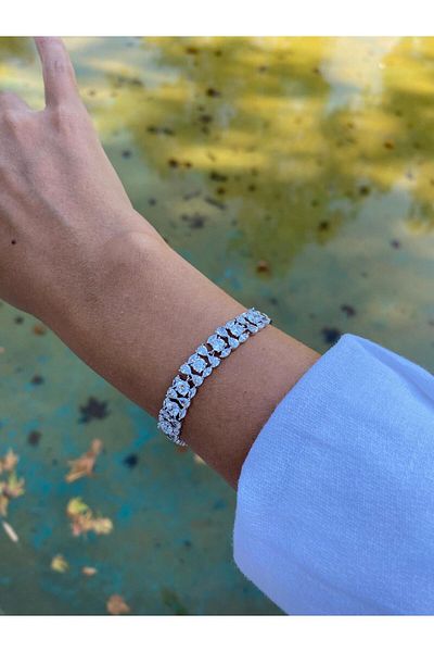 marsel aksesuar Xuping Special Series Silver Bracelet with Zircon Stone in the Middle