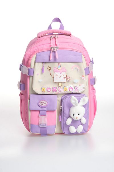 Roxbros Korean Kawaii Style Ice Cream Pattern Multi-Compartment Primary School Backpack, Girls' School Bag