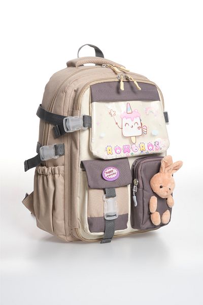 Roxbros Korean Kawaii Style Ice Cream Pattern Multi-Compartment Primary School Backpack, Girls' School Bag