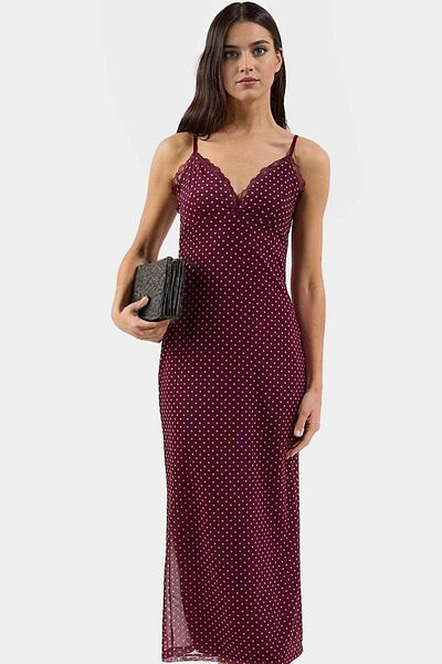 PayBuy Maxi Dress V-Neck Lace Detail Knitted Floral Pattern Summer Trend Design High Quality