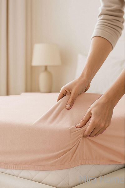 Mira Home ملاءة مطاطية قطن ممشط مزدوج سادة 100% قطن 160X200