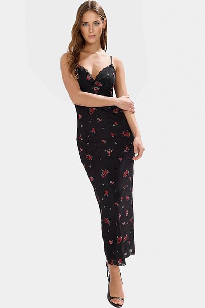 PayBuy Maxi Dress V-Neck Lace Detail Knitted Floral Pattern Summer Trend Design High Quality