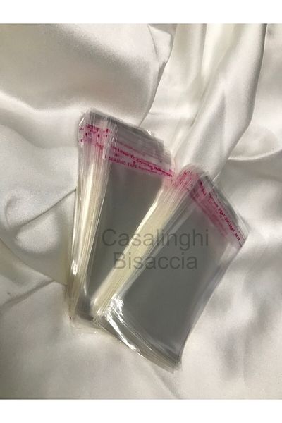 bisaccia 5x15 Cm (COVER PAYI INCLUDED) Transparent Opp Bag Package with Adhesive Gelatin Bag Tape - 100 Pieces