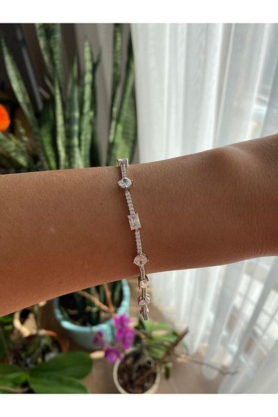 marsel aksesuar Xuping Drop Stone Baguette Waterway Silver Bracelet