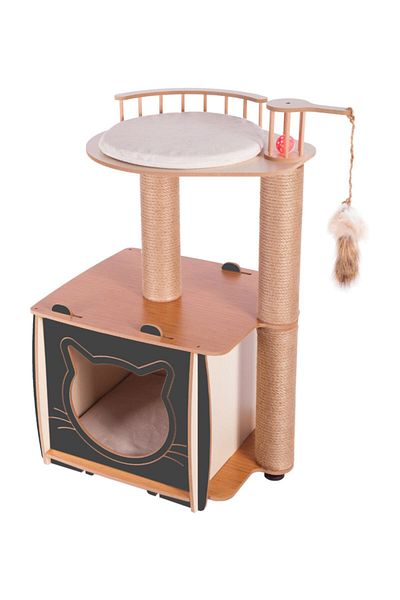 Patihomes Gray Pro Pavilion Storey Scratch Cat House