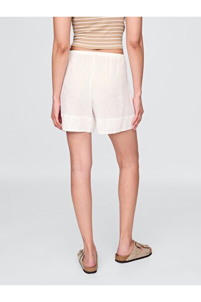 GAP Kadın Beyaz %100 Keten Easy Şort