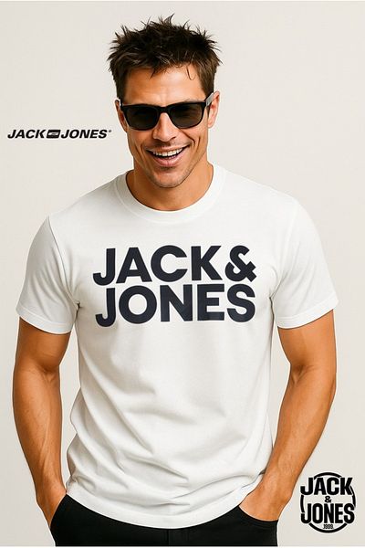 Jack & Jones Μπλουζάκι με λογότυπο Jack Jones Corp - Ανδρικό μπλουζάκι λευκό-μαύρο Μοντέλο: 12151955 -09